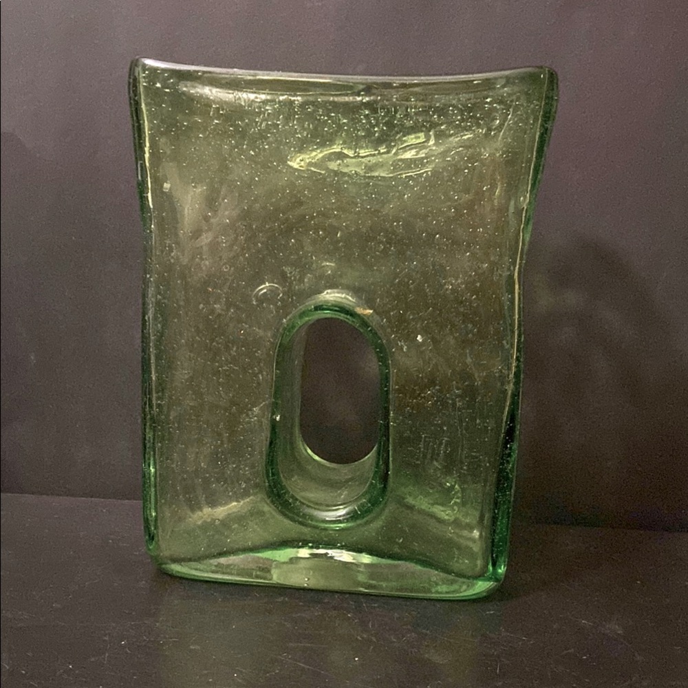 VTG Chive.ca Hand Blown Green Art Glass Controlled Bubble Contemporary Vase